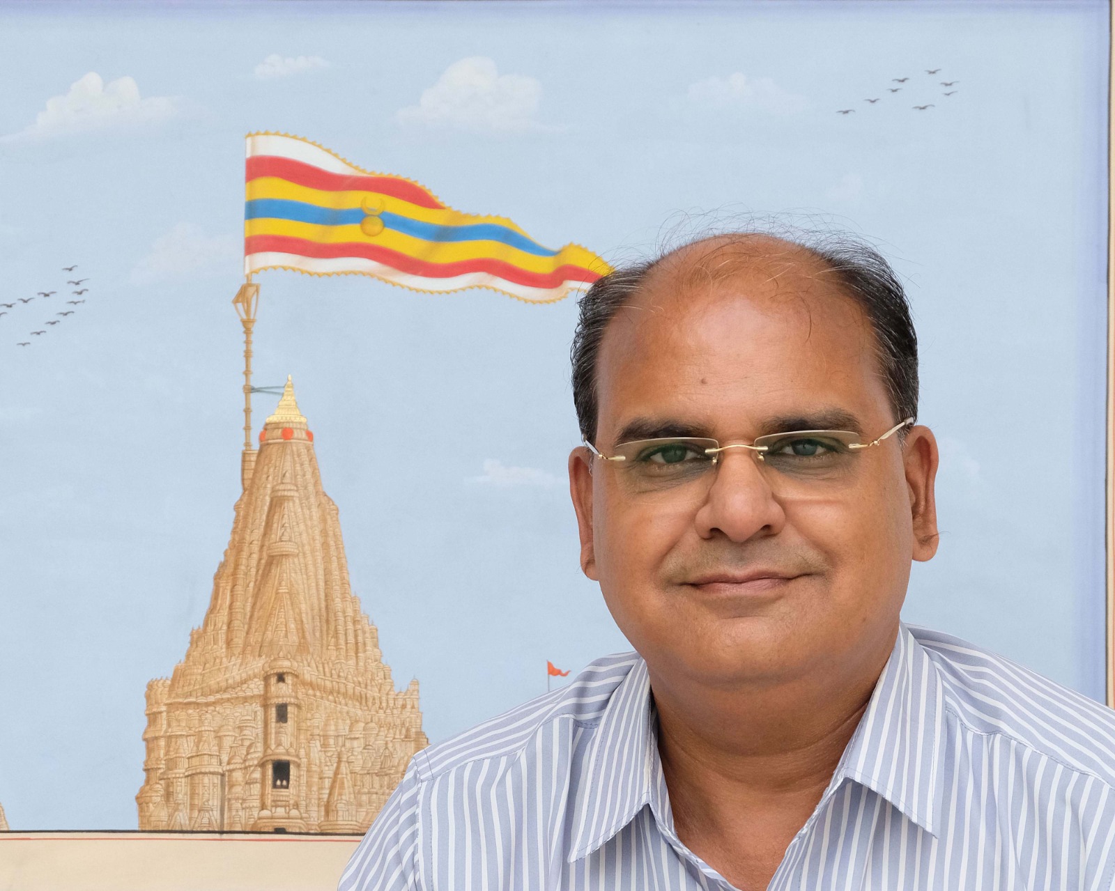Portrait of Pichwai artist Trilok Prakash Soni in his Bhilwara studio, Rajasthan. National Award winner, 2011.